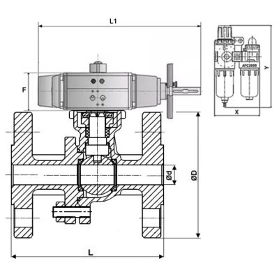 Краны шаровые DN.ru BV3232P(2pc)-FP-F-ISO-H WDVF Ду80-100 Ру16 полнопроходные, фланцевые, корпус - нержавеющая сталь 316, уплотнение - PTFE, с пневмоприводом PA-DA-105-1, пневмораспределителем 4V320-08 220В NAMUR и БПВ AFC2000