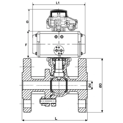 Краны шаровые DN.ru BV3232P(2pc)-FP-F-ISO-H WDVF Ду50-100 Ру40/16 полнопроходные, фланцевые, корпус - нержавеющая сталь 316, уплотнение - PTFE, с пневмоприводом PA-SA и БКВ APL-510N EX