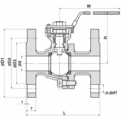 Краны шаровые DN.ru BV3232P(2pc)-FP-F-ISO-H Ду100 Ру16 ZGY, корпус - нержавеющая сталь CF8М/AISI 316, уплотнение - PTFE, полнопроходные фланцевые с ISO-фланцем и рукояткой