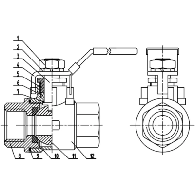 Краны шаровые DN.ru BV3232P(2pc)-FP-T-H Ду8-80 Ру63/40 ZGY полнопроходные двухходовые, нержавеющая сталь CF8М/AISI 316, внутренняя резьба, уплотнение - PTFE, ручка-рычаг