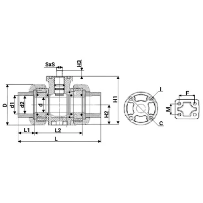 Кран шаровой DN.ru BV4242E-FP-GRM-ISO Дн50 Ру10 полнопроходной, корпус - НПВХ, шар - НПВХ, уплотнение - EPDM, с электроприводом DN.ru QT-N-005EM-O1-380VAC-У1 HARK