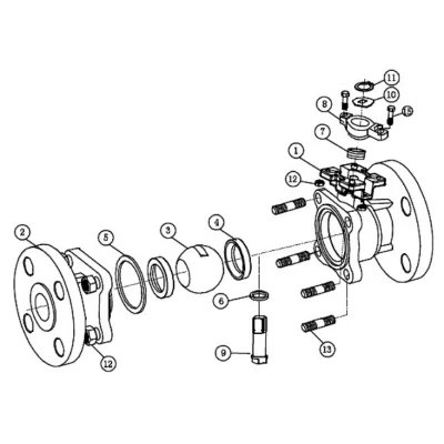 Краны шаровые DN.ru BV3232P(2pc)-FP-F-ISO-H WDVF Ду50-200 Ру40/16 полнопроходные, фланцевые, корпус - нержавеющая сталь 316, уплотнение - PTFE, с редуктором DN.ru HAM RQN
