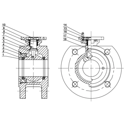 Краны шаровые DN.ru BV3232P-FP-Fb-ISO-H WDVF Ду50-100 Ру16 полнопроходные, межфланцевые, нержавеющая сталь 316, PTFE, с пневмоприводом PA-DA, пневмораспределителем 4М310-08 220В NAMUR, БКВ APL-210N, БПВ AFC2000 и ручным дублером MON