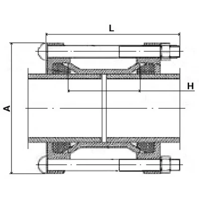 Муфта соединительная ДРК DN.ru CCDS2112E-SS Ду100 Ру16, корпус - сталь S235, уплотнение - EPDM, обжимной диаметр 109-128 мм TIAN