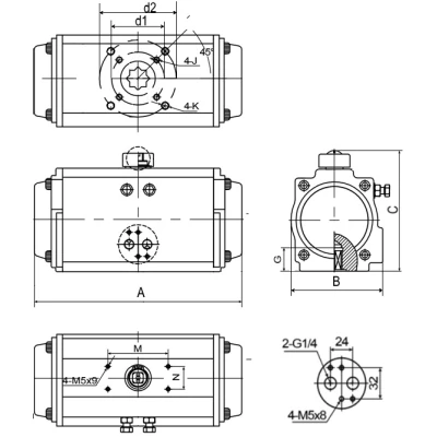 Пневмопривод KVANT TQZ-0078W Ру16 двойного действия