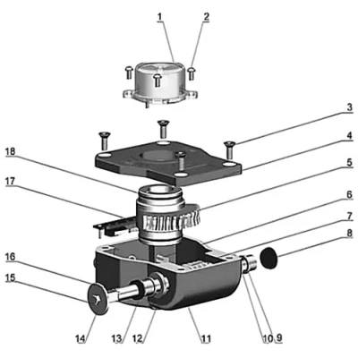 Редуктор четвертьоборотный DN.ru HGBF RQN2-320Z с индикатором положения и датчиком обратной связи, корпус - алюминий, штурвал - 160 мм, квадрат штока 17х17, F07
