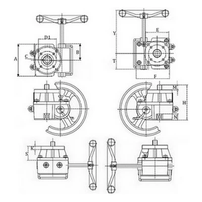 Ручной дублер DN.ru MON1-250-T26-ISO для пневмоприводов и четвертьоборотной арматуры, корпус - алюминий, квадрат штока 14х14, F05/F07