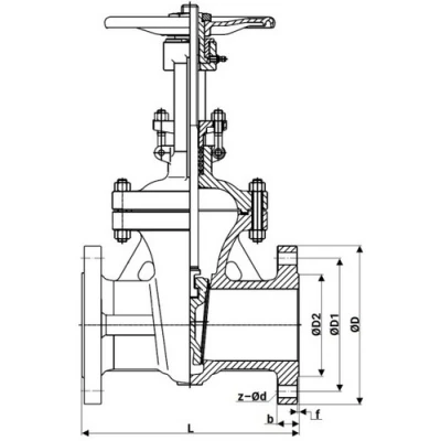 Задвижки клиновые 30лс41нж DN.ru GVWR2626M-2W-F-S Ду50-300 Ру16 фланцевые, с выдвижным штоком, корпус - легированная сталь, клин - легированная сталь, уплотнение  - металл, со штурвалом
