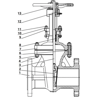 Задвижки клиновые 30лс41нж DN.ru GVWR2626M-2W-F-S Ду50-300 Ру16 фланцевые, с выдвижным штоком, корпус - легированная сталь, клин - легированная сталь, уплотнение  - металл, со штурвалом