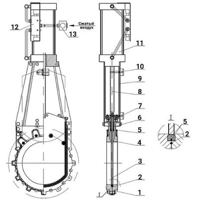 Задвижки шиберные DN.ru GVKR3131E-2W-Fb-2P Ду50-65 Ру16 WENZ межфланцевые, шпиндель - выдвижной, корпус - нерж.сталь 304, шибер - нерж.сталь 304, EPDM, с пн.приводом, пн.распред 4V210-08 24В KUOIN, индук.датчиками LJ12A3-4-Z/EX 24В и БПВ AFC2000