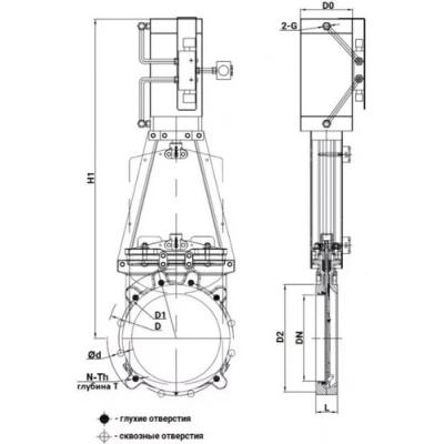 Задвижки шиберные DN.ru GVKR3131M-1W-Fb-2P Ду80 Ру16 WENZ межфланцевые, шпиндель - выдвижной, корпус - нерж.сталь 304, шибер - нерж.сталь 304, уплотнение - металл, с пн.приводом, пн.распред 4V210-08 24В KUOIN, индук.датчик LJ12A3-4-Z/EX 24В и БПВ AFC2000