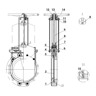 Задвижка шиберная DN.ru GVKR3231M-1W-Fb-S Ду150 Ру10 WENZ односторонняя, межфланцевая, шпиндель - выдвижной, корпус - нержавеющая сталь 316, шибер - нержавеющая сталь 304, уплотнение - металл, управление - штурвал