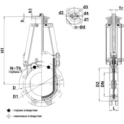 Задвижки шиберные DN.ru GVKN1331E-2W-Fb-ОСТ Ду50-400 Ру6-16 WENZ двухсторонние, межфланцевые, шпиндель - невыдвижной, корпус - чугун GGG40, шибер - нержавеющая сталь AISI 304, уплотнение - EPDM, с голым штоком, 36Нм, ОСТ-фланец тип АК (А)/Б