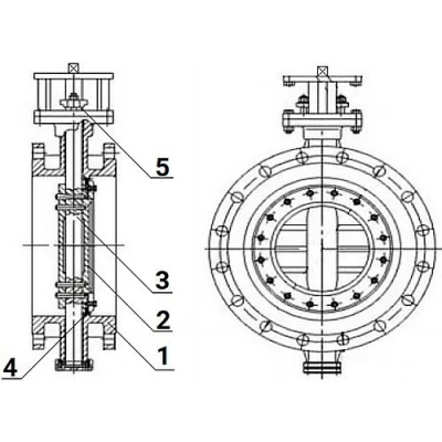 Затворы дисковые поворотные с тройным эксцентриситетом DN.ru WBV3EX-3431M-1W-F-ISO Ду50-200 Ру25 корпус - углеродистая сталь WCB, диск - нержавеющая сталь 304, уплотнение - METAL, с электроприводом DN.ru QT-N-EM-О1-380VAC-У1 380В HARK