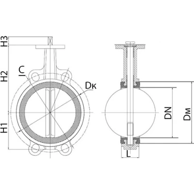Затворы дисковые поворотные DN.ru WBV3232V-2W-Fb-H Ду50-300 Ру16, корпус - нержавеющая сталь 316L, диск - нержавеющая сталь 316L, уплотнение - VITON, с электроприводом QT-N-M-O2-380VAC-У1