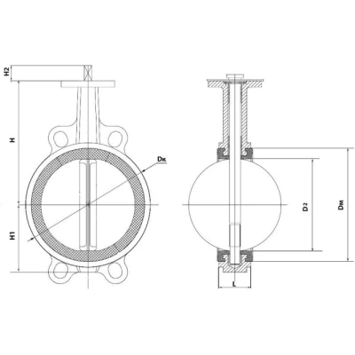 Затвор дисковый поворотный DN.ru WBV1413E-2W-Fb-H Ду40 Ру16, корпус - чугун GGG50, диск - чугун GGG40, уплотнение - EPDM, с электроприводом QT-N-003EM-O1-12VDC-У1 blue 12В