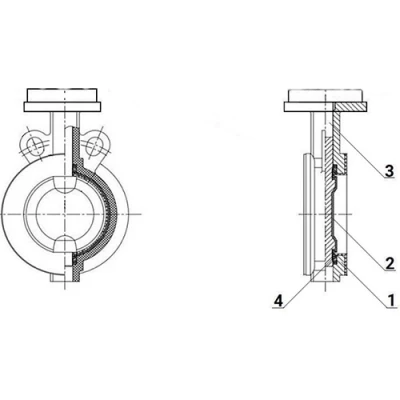 Затворы дисковые поворотные DN.ru WBV3434Pf-2W-Fb-R Ду150-200 Ру16, корпус - углеродистая сталь WCB, диск - углеродистая сталь WCB, футерованный PTFE, уплотнение - PTFE, с пневмоприводом PA-DA-105-1 и пневморапределителем 4М310-08 220В NAMUR