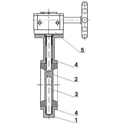 Затворы дисковые поворотные DN.ru WBV1431N-2W-Fb-ISO-R Ду350 Ру16 межфланцевые, корпус - чугун GGG50, диск - нержавеющая сталь AISI 304, уплотнение - NBR, с редуктором
