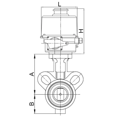 Затвор дисковый поворотный DN.ru WBV0232E-2W-Fb-ISO-H Ду25/32 Ру16, корпус - алюминиевый сплав, диск - нержавеющая сталь 316L, уплотнение - EPDM, с четвертьоборотным электроприводом ГЗ-ОФВ-45/11К 24В
