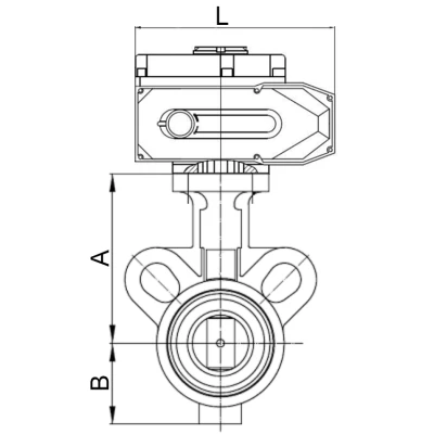 Затворы дисковые поворотные DN.ru WBV0232E-2W-Fb-ISO-H Ду25/32 Ру16, корпус - алюминиевый сплав, диск - нержавеющая сталь 316L, уплотнение - EPDM, с четвертьоборотным электроприводом QT-N-EM-A1-220VAC-У1 (4-20мА) HARK