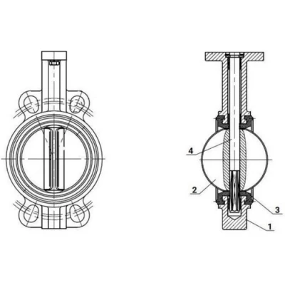 Затворы дисковые поворотные DN.ru WBV3131P-2W-Fb-R Ду250 Ру16, корпус - нержавеющая сталь 304, диск - нержавеющая сталь 304, уплотнение - PTFE, с электроприводом DN.ru QT-N-EM-О1-220VAC-У1 220В HARK