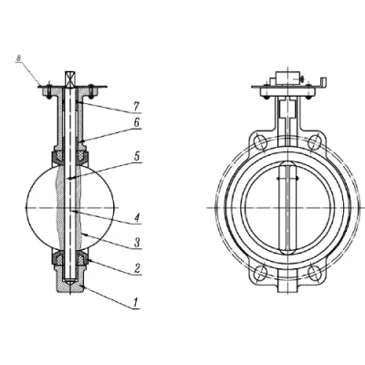 Затвор дисковый поворотный DN.ru WBV1132N-2W-Fb-H Ду150 Ру16, корпус -чугун GG25, диск - нержавеющая сталь 316L, уплотнение - NBR, с электроприводом DN.ru QT-N-015EM-O1-380VAC-У1 380В HARK