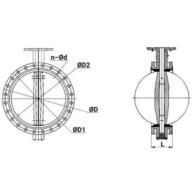 Затворы дисковые поворотные DN.ru WBV1313E-2W-F-H Ду50-100 Ру16, корпус - чугун GGG40, диск - чугун GGG40, уплотнение - EPDM, с пневмоприводом PA-DA, пневмораспределителем 4V320-10 NAMUR AC220V и магнитным переключателем ALS200D