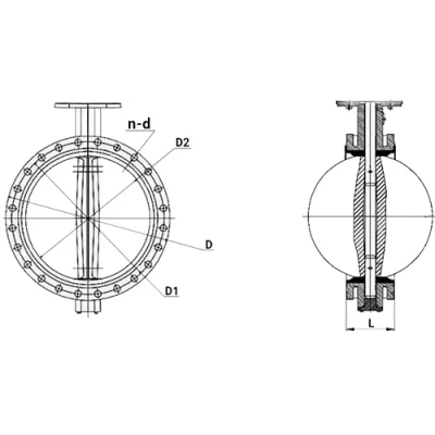 Затворы дисковые поворотные DN.ru WBV1331E-2W-F-H Ду50-200 Ру16, корпус - чугун GGG40, диск - нержавеющая сталь 304, уплотнение - EPDM, с пневмоприводом PA-DA, пневмораспределителем 4V320-10 NAMUR AC220V, БКВ APL-410N EX и БПВ AFC2000
