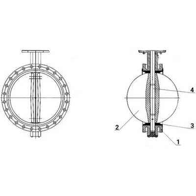 Затворы дисковые поворотные DN.ru WBV1313E-2W-F-H Ду50-100 Ру16, корпус - чугун GGG40, диск - чугун GGG40, уплотнение - EPDM, с пневмоприводом PA-DA, пневмораспределителем 4V320-10 NAMUR AC220V и магнитным переключателем ALS200D