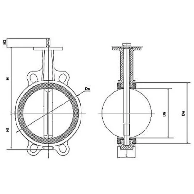 Затворы дисковые поворотные DN.ru WBV1413E-2W-Fb-H Ду40-80 Ру16, корпус - чугун GGG50, диск - чугун GGG40, уплотнение - EPDM, с пневмоприводом PA-SA, пневмораспределителем 4M310-08 220В NAMUR и магнитным переключателем ALS200D