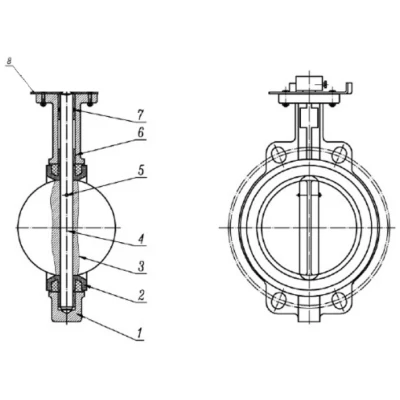 Затворы дисковые поворотные DN.ru WBV1132N-2W-Fb-H Ду40-250 Ру16 межфланцевые, корпус - чугун GG25, диск - нержавеющая сталь 316L, уплотнение - NBR, с редуктором RDN RQN-Z