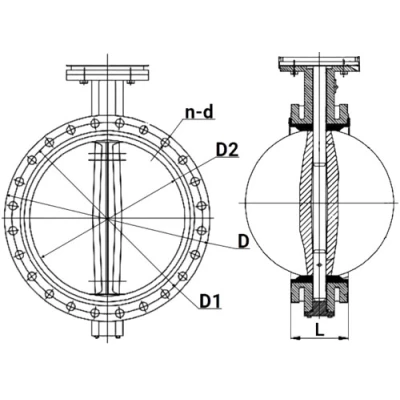 Затвор дисковый поворотный DN.ru WBV1331E-2W-F-R Ду300 Ру16 фланцевый, корпус - чугун GGG40, диск - нержавеющая сталь 304, уплотнение - EPDM, с пневмоприводом PA-DA-210, пневмораспределителем 4V320-10 NAMUR AC220V, БКВ APL-210N