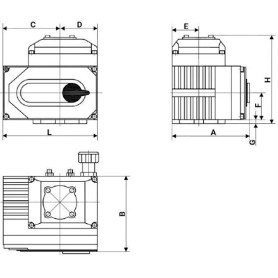 Электропривод четвертьоборотный DN.ru QT-N-003EM-O1-220VAC-У1 220В, HARK