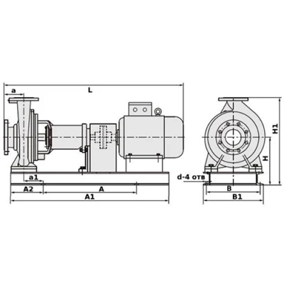 Насосы консольные, центробежные Электромотор К100 поверхностные, корпус - чугун, мощность - 7.5-75кВт, напор - 16-125м, производительность - 1430-1667л/мин, 220/380/660В