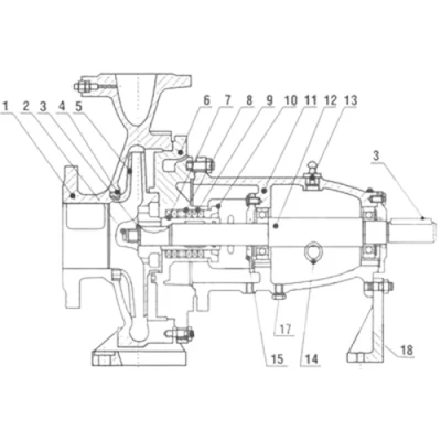Насос консольный, центробежный Электромотор К80-65-125а поверхностный, корпус - чугун, мощность - 4кВт, напор - 16м, производительность - 745л/мин, без рамы, без двигателя