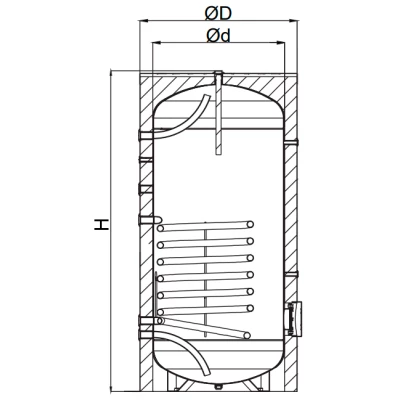 Бойлер косвенного нагрева ELSEN EWH01 напольный с одним змеевиком, объем - 300л, мощность - 35.8кВт, корпус - эмалированная сталь SmartCover, Tmax 95°C