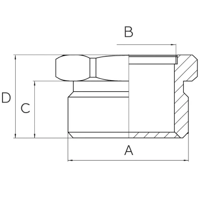 Футорка ELSEN Metalit TIN 1″×1/2″ Ду25×15 Ру16 корпус – латунь CW617N, покрытие - оловянное, присоединение – наружная/внутренняя резьба