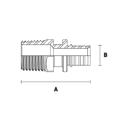 Переходник ELSEN Monolit Дн25×1″ Ру10 корпус – латунь CW617N, присоединение – штуцер/наружная резьба