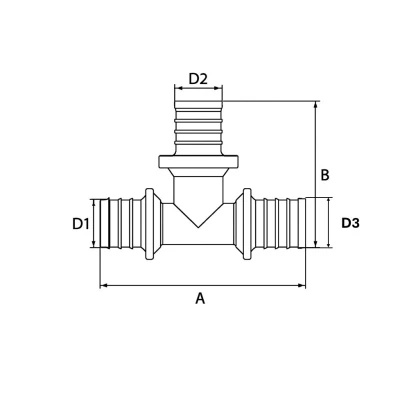 Тройник равносторонний ELSEN Monolit Дн25 Ру10 90° аксиальный, корпус – латунь CW617N, присоединение – штуцер  