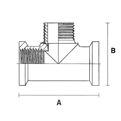 Тройник равнопроходной ELSEN Metalit 1/2″ Ду15 Ру16 90° корпус – латунь CW617N, присоединение – внутренняя/наружная резьба
