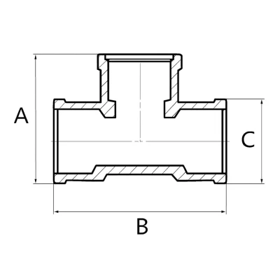 Тройник равнопроходной ELSEN Metalit TIN  1/2″ Ду15 Ру16 90° корпус – латунь CW617N, покрытие – оловянное, присоединение – внутренняя резьба
