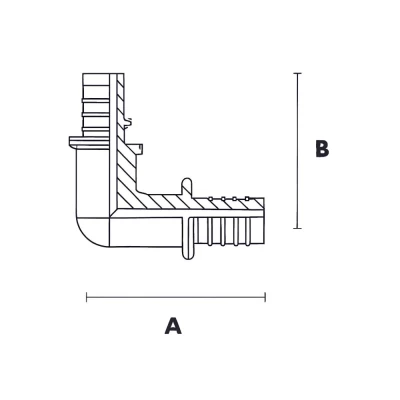 Угольник ELSEN Monolit Дн25 Ру10 90° аксиальный, корпус – латунь CW617N, присоединение – штуцер  