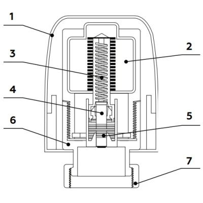 Головка термостатическая ELSEN EVR01.0004 с диапазоном регулирования 7-28 °C, присоединительная резьба M30x1.5, с жидкостным датчиком, цвет - белый