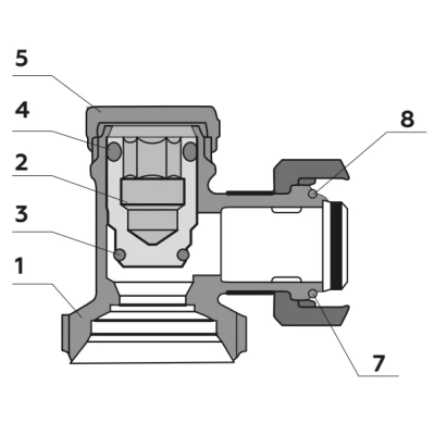 Вентиль H-образный ELSEN EVR05.3411 3/4″ Ду20 Ру10 прямой, материал - никелированная латунь, присоединение - накидная гайка / наружная резьба