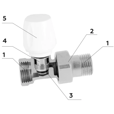 Вентиль ручной ELSEN EVR08.3411 3/4″х1/2″ Ду20х15 Ру10 прямой, материал - никелированная латунь с уплотнением O-RING, присоединение - наружная резьба