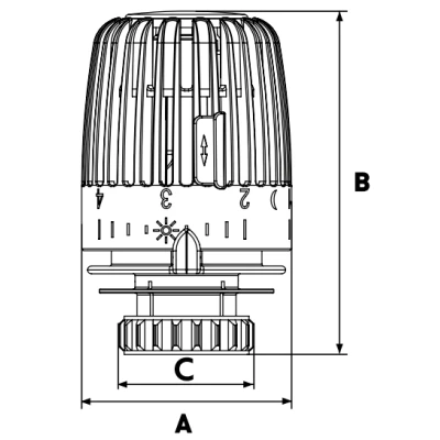 Головка термостатическая ELSEN EVR01.0004 с диапазоном регулирования 7-28 °C, присоединительная резьба M30x1.5, с жидкостным датчиком, цвет - белый