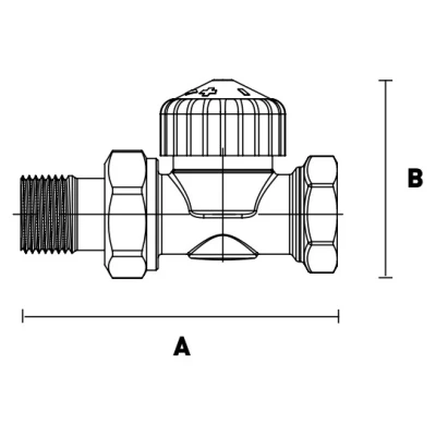 Вентиль термостатический ELSEN EVR09.3411 1/2″ Ду15 Ру10 прямой, материал - никелированная латунь, присоединение - внутренняя резьба / наружная резьба