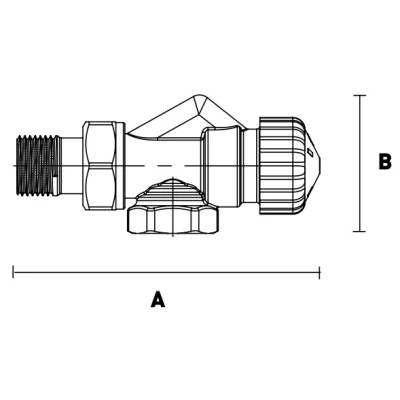Вентиль термостатический ELSEN EVR09.3413 1/2″ Ду15 Ру10 осевой, материал - никелированная латунь, присоединение - внутренняя резьба / наружная резьба