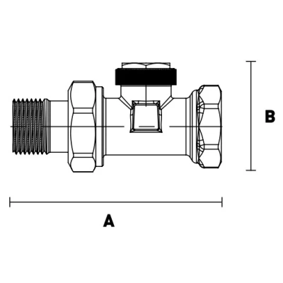 Вентиль отсекающий ELSEN EVR10.3411 1/2″ Ду15 Ру10 прямой, материал - никелированная латунь, присоединение - внутренняя резьба / наружная резьба