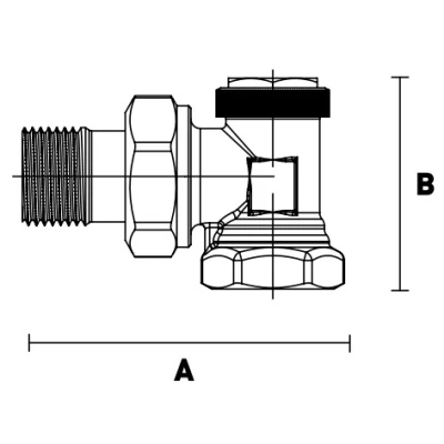 Вентиль отсекающий ELSEN EVR10.3412 1/2″ Ду15 Ру10 угловой, материал - никелированная латунь, присоединение - внутренняя резьба / наружная резьба